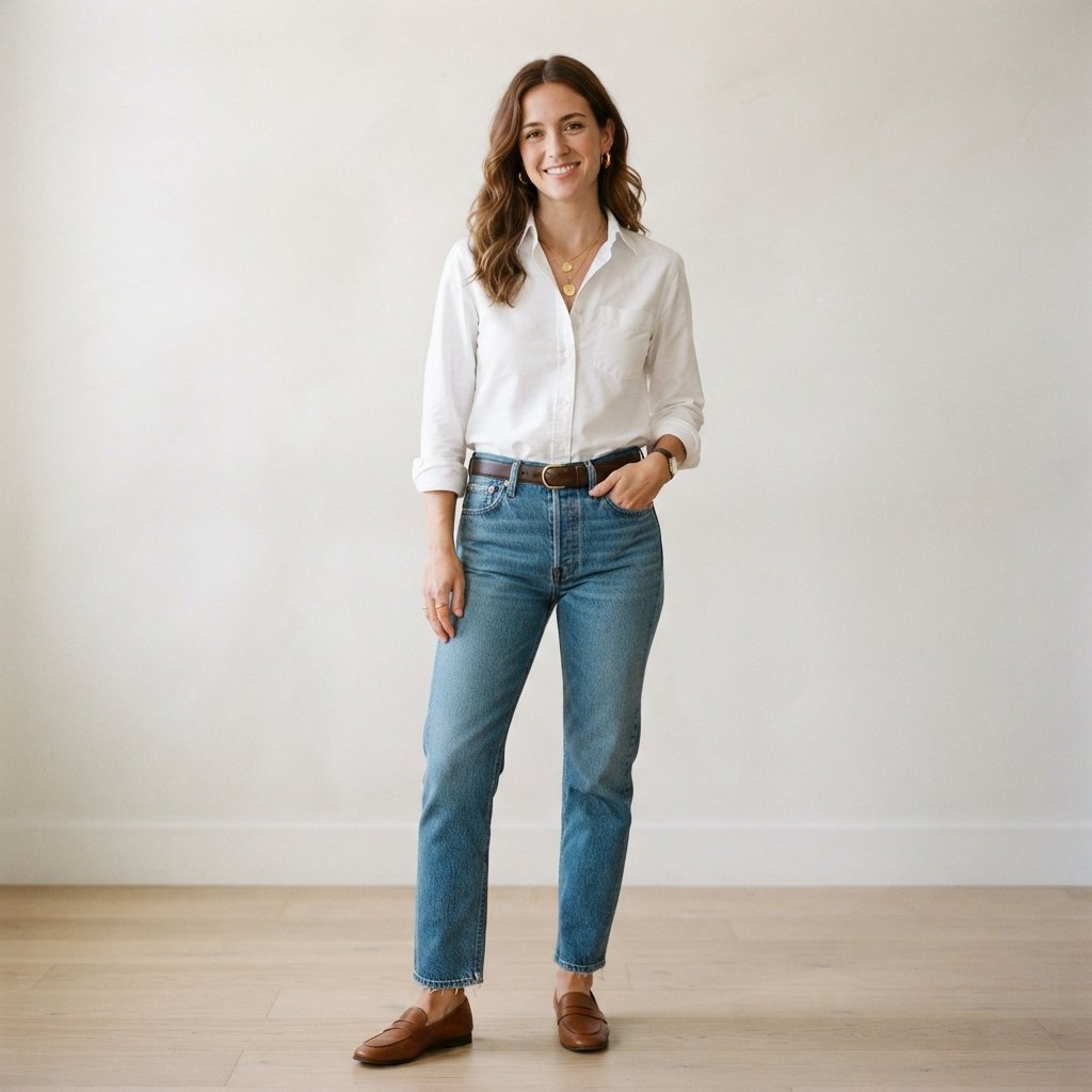 Jeans and White Shirt Outfit Ideas