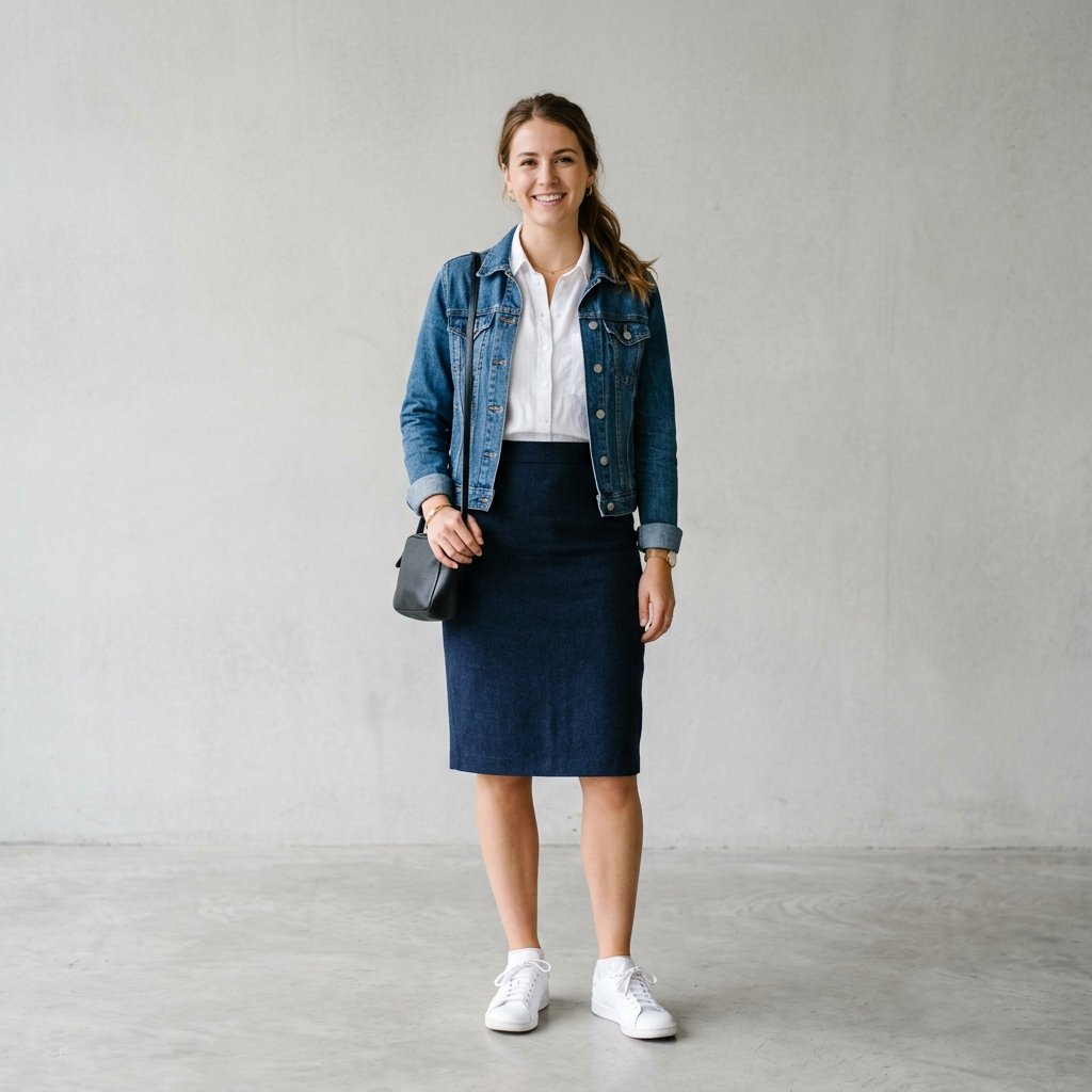 Pencil Skirt and Sneakers Outfit Ideas