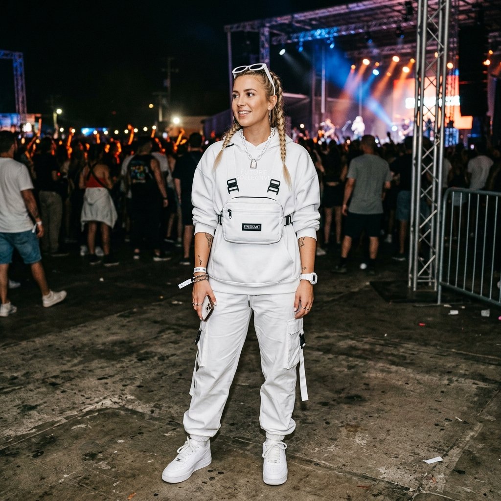 33 Bad Bunny Concert Outfit Ideas: A Complete Style Guide 31 All White Streetwear Idea