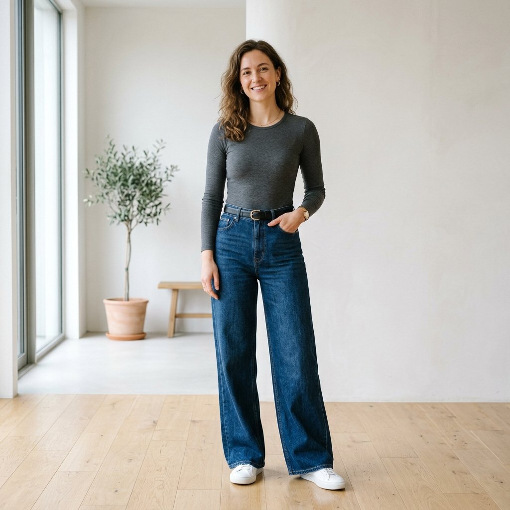 Wide Leg Jeans and Bodysuit Idea