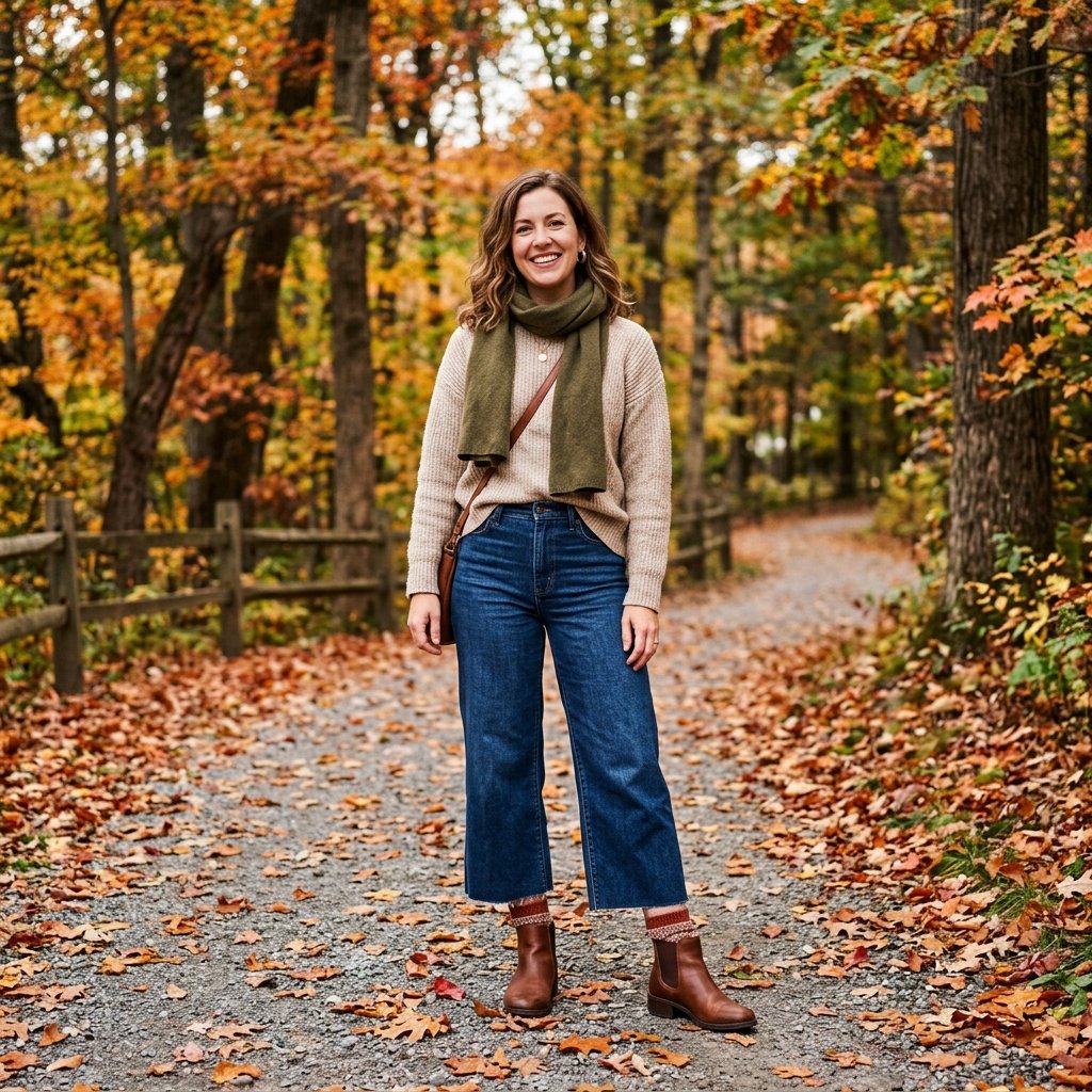 Wide Leg Jeans and Ankle Boots Idea