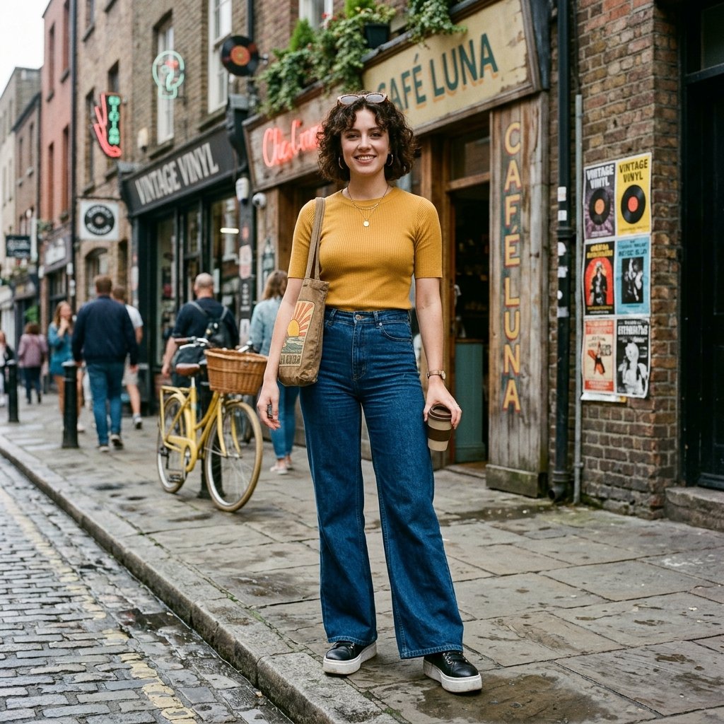 Wide Leg Jeans and Platform Shoes Idea