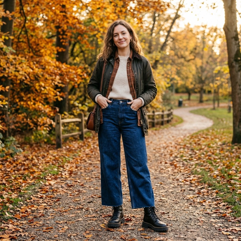 Wide Leg Jeans and Chunky Boots Idea