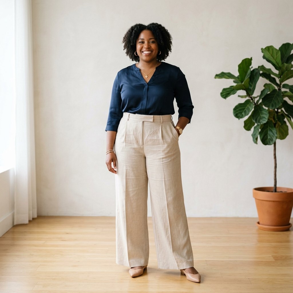 Wide Leg Trouser Pairing Plus Size Business Casual