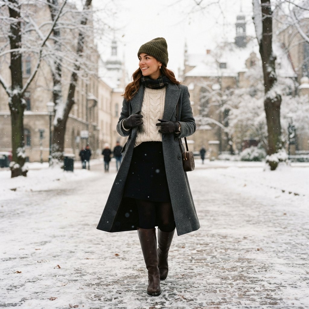 Winter Black Skirt Outfit Ideas