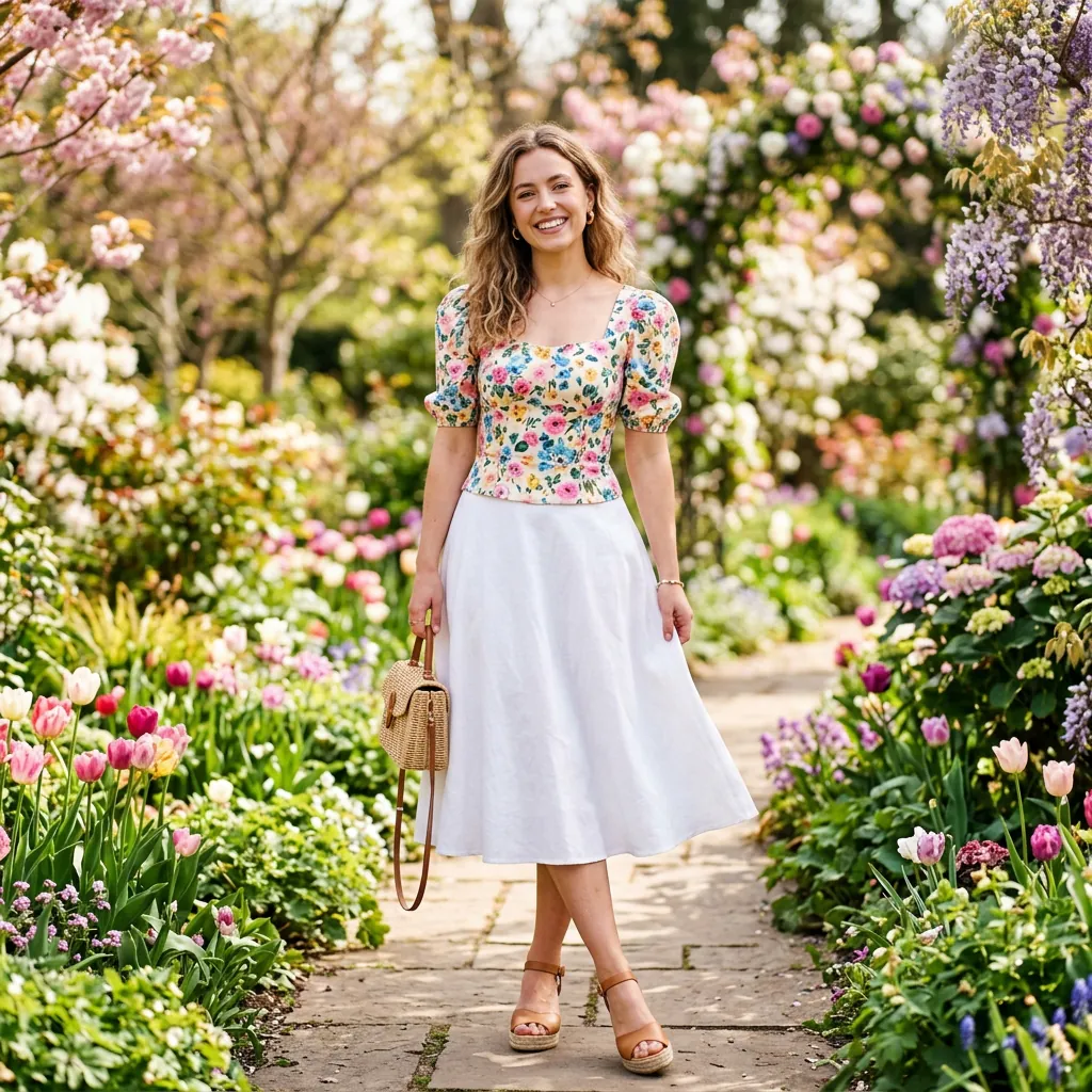 32 White Skirt Outfits Ideas for Every Season & Occasion 33 Printed Top White Skirt Ideas