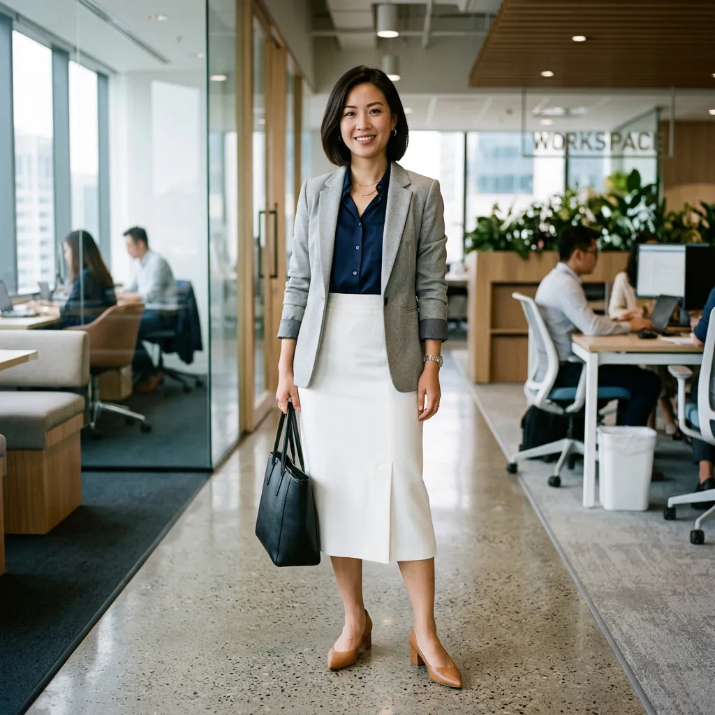 32 White Skirt Outfits Ideas for Every Season & Occasion 23 Office Appropriate White Skirt Ideas